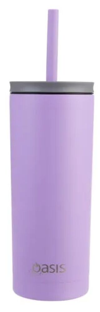 Oasis Super Sipper Double Wall Insulated Tumbler with Silicone Head Straw - 600ml Lavender