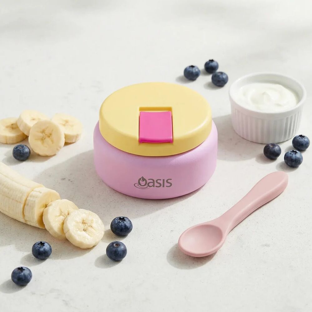 Oasis Double Wall Insulated Quick Release Lid Food Flask - 230ml Bubblegum Pink