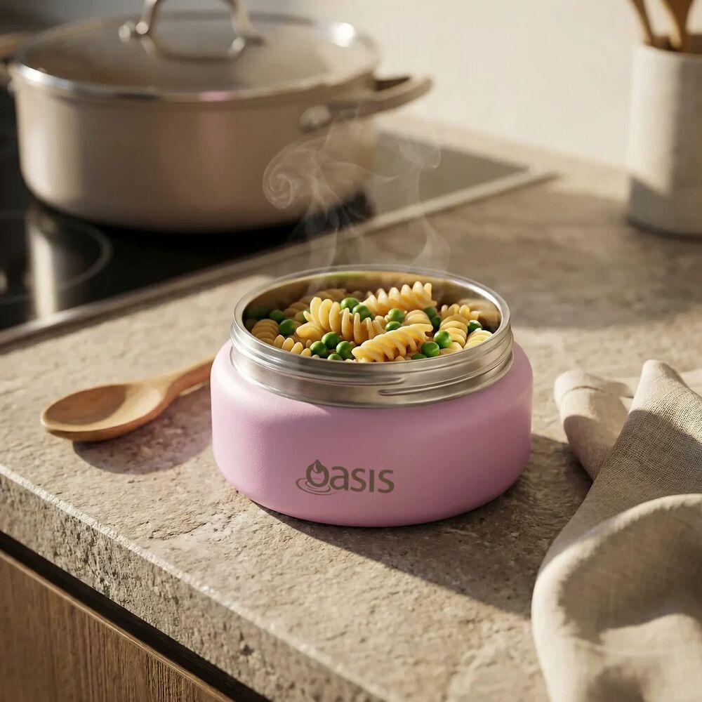 Oasis Double Wall Insulated Quick Release Lid Food Flask - 230ml Bubblegum Pink