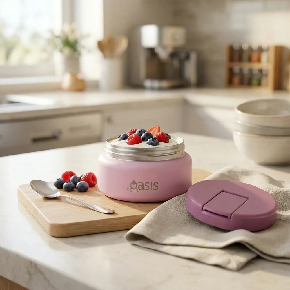 Oasis Double Wall Insulated Quick Release Lid Food Flask - 230ml Blush
