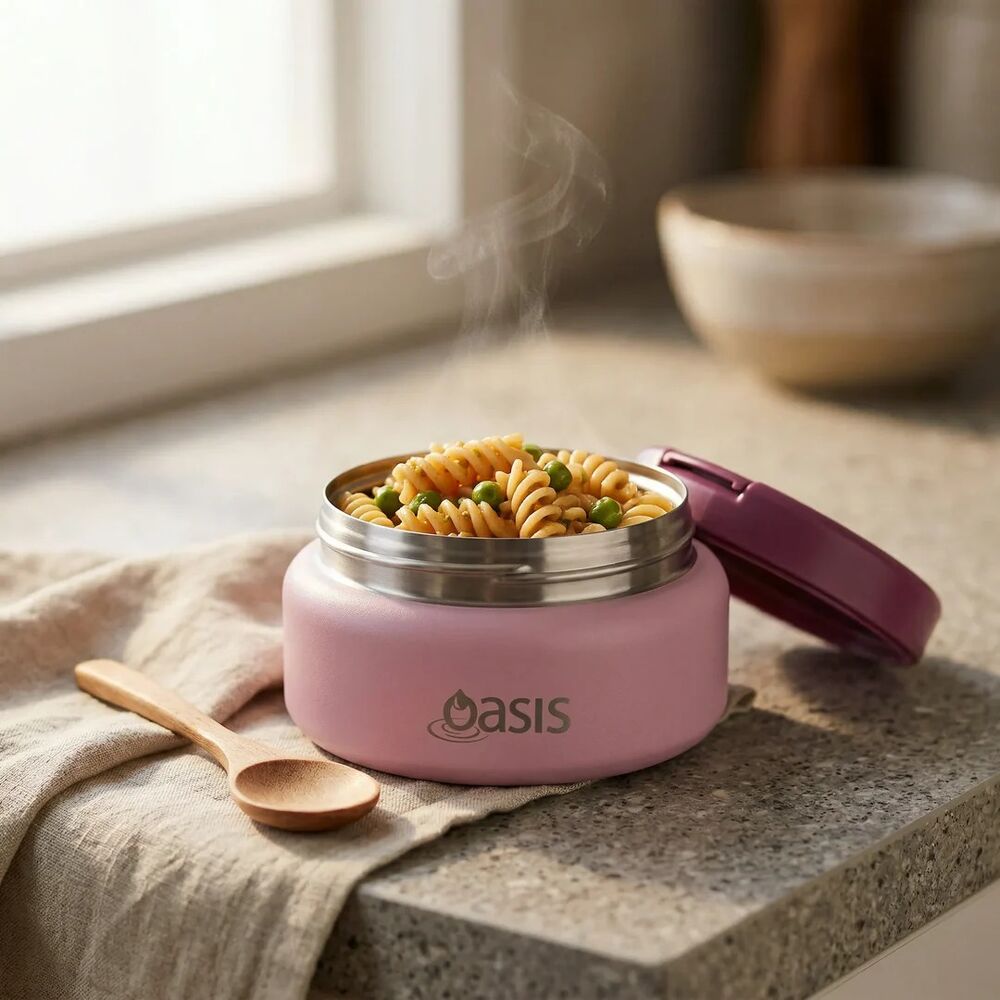 Oasis Double Wall Insulated Quick Release Lid Food Flask - 230ml Blush