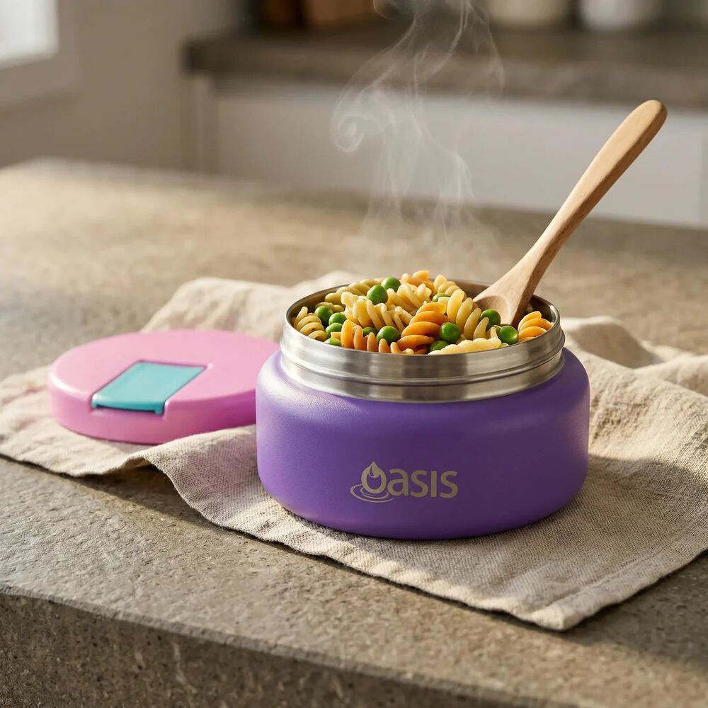 Oasis Double Wall Insulated Quick Release Lid Food Flask - 230ml Mermaid Purple