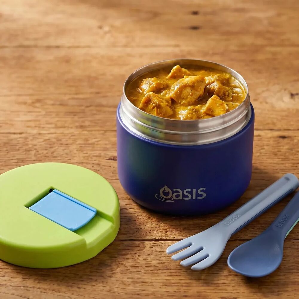 Oasis Double Wall Insulated Quick Release Lid Food Flask - 300ml Peacock Blue