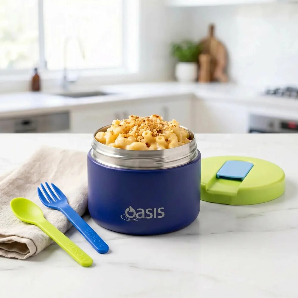 Oasis Double Wall Insulated Quick Release Lid Food Flask - 300ml Peacock Blue