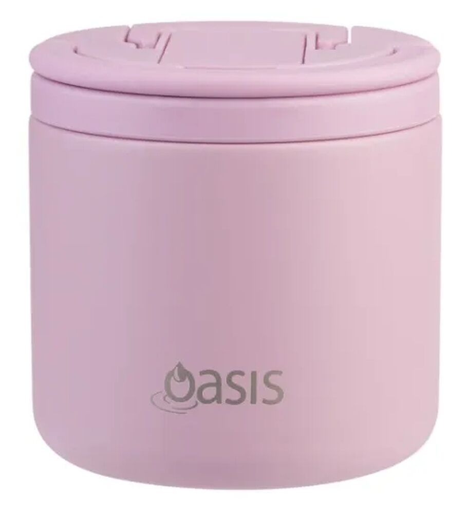 Oasis Double Wall Insulated Quick Release Lid & Spork Food Flask - 500ml Blush
