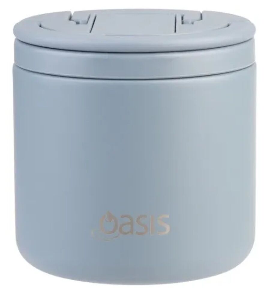 Oasis Double Wall Insulated Quick Release Lid & Spork Food Flask - 500ml Hazy Blue