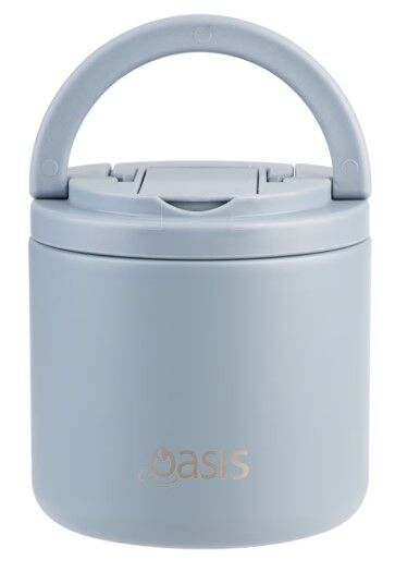 Oasis Double Wall Insulated Quick Release Lid & Spork Food Flask - 500ml Hazy Blue