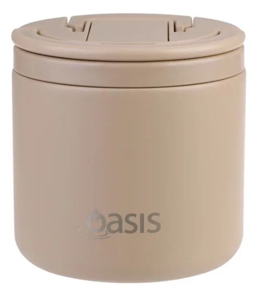 Oasis Double Wall Insulated Quick Release Lid & Spork Food Flask - 500ml Latte