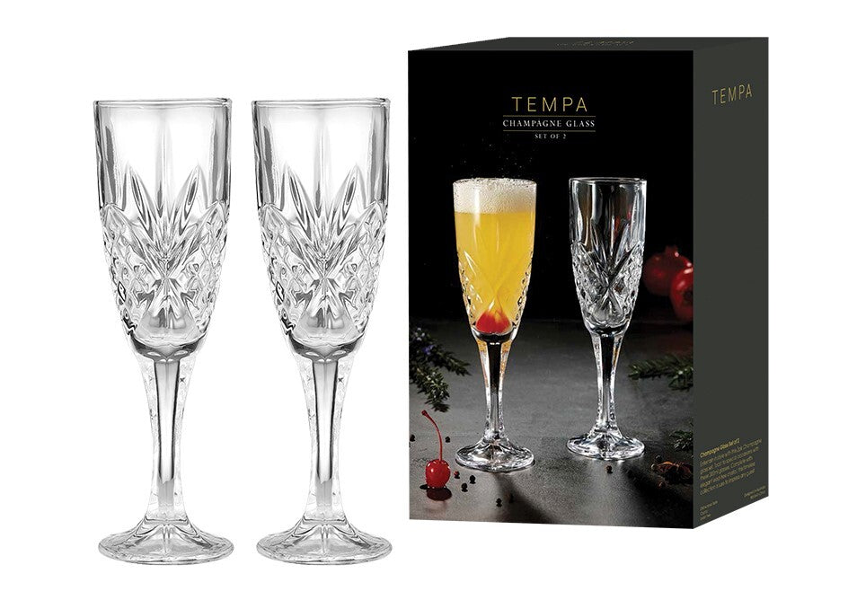 Tempa Ophelia - Carved Champagne Glass 2 Pack