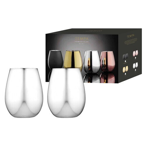 Tempa Aurora - Silver Glass Tumbler 2 Pack