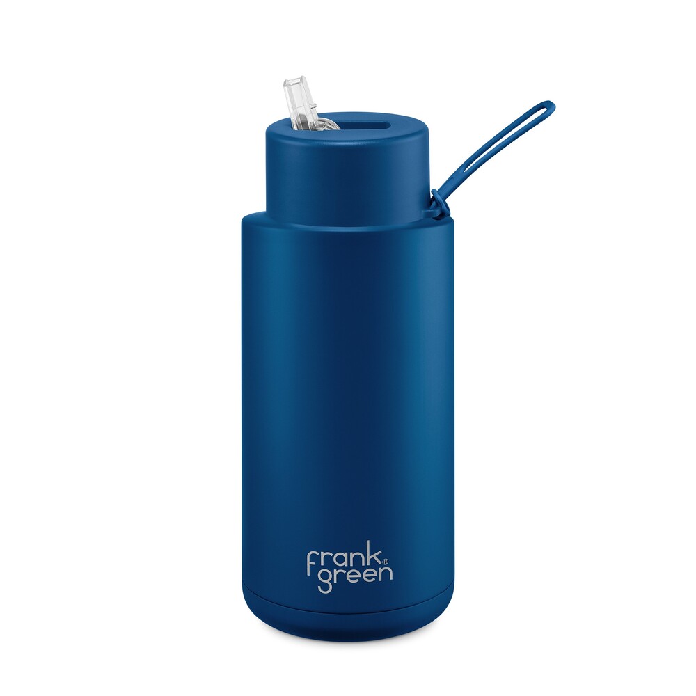 Frank Green Reusable Bottle - Ceramic 1L Deep Ocean Straw Lid