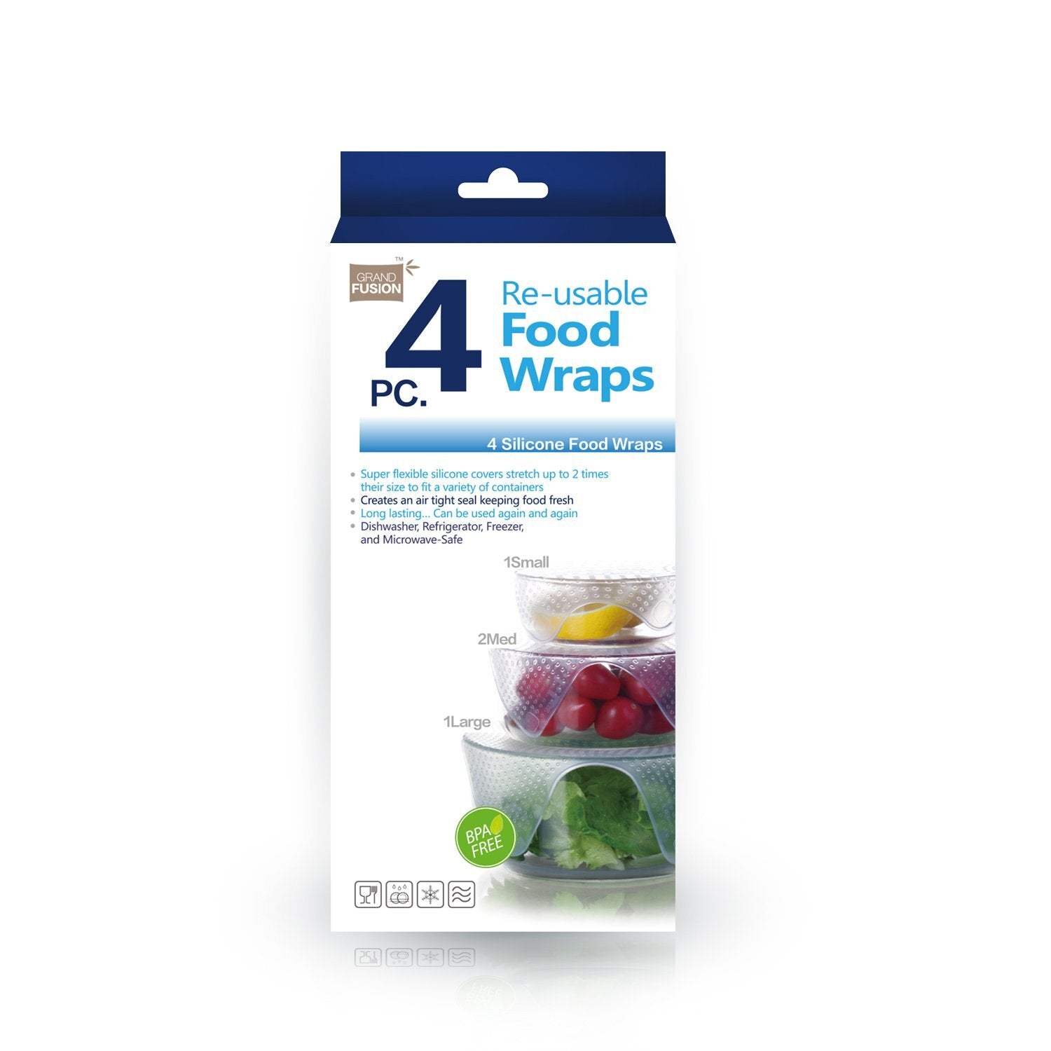 Grand Fusion Reusable Silicone Food Wrap - 4 Pack
