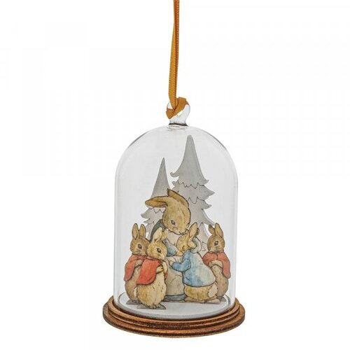 Beatrix Potter Domes - Peter Rabbit and Family at Christmas Hanging Ornament