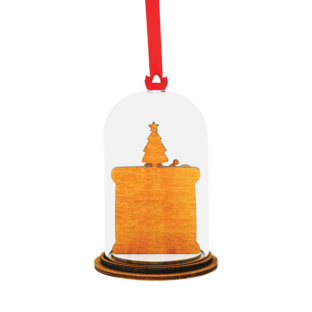 Disney Enchanting Hanging Dome Ornament - Mickey Mouse with Fireplace - Santa Please Call Here