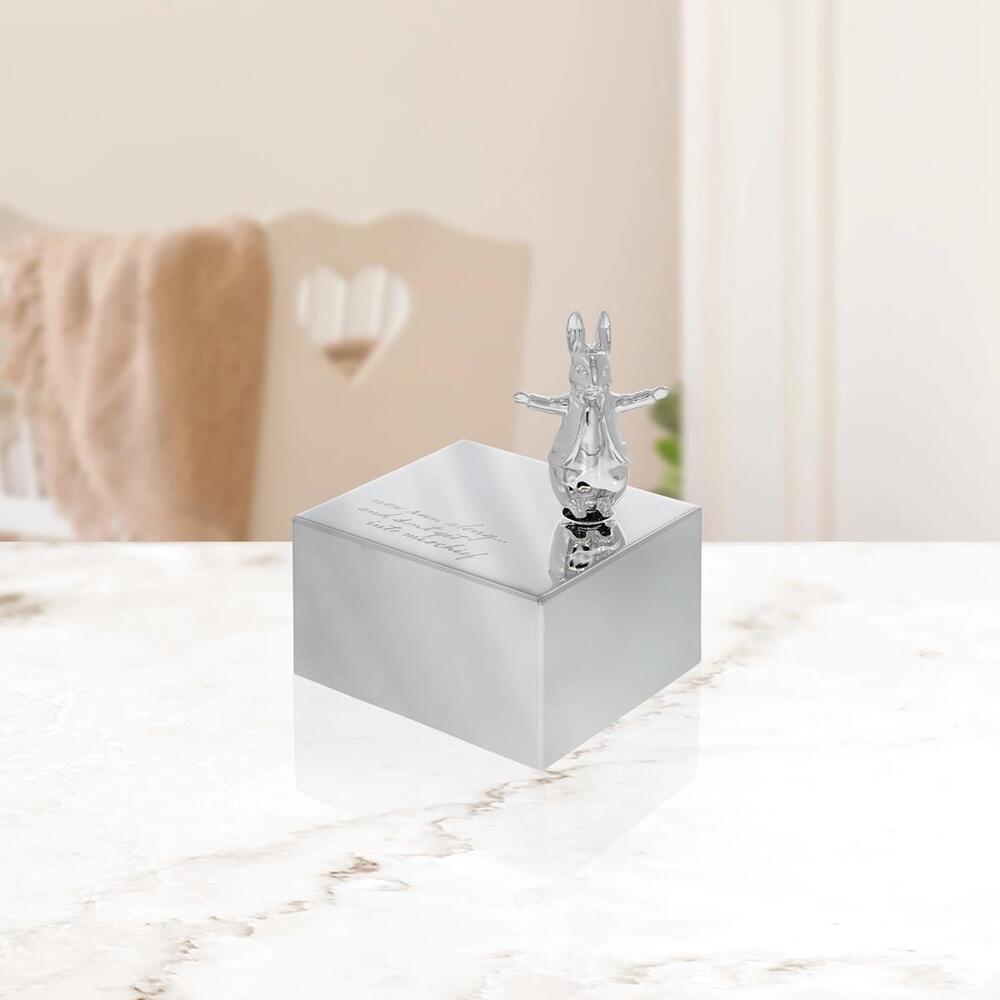 Beatrix Potter New Baby - Peter Rabbit Silver Plated Musical Box