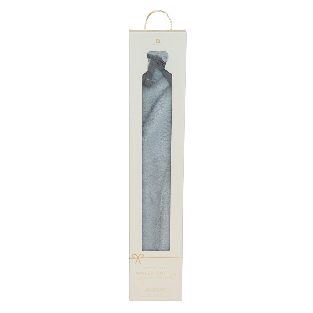 Aroma Home Long Hot Water Bottle - Grey Faux Fur