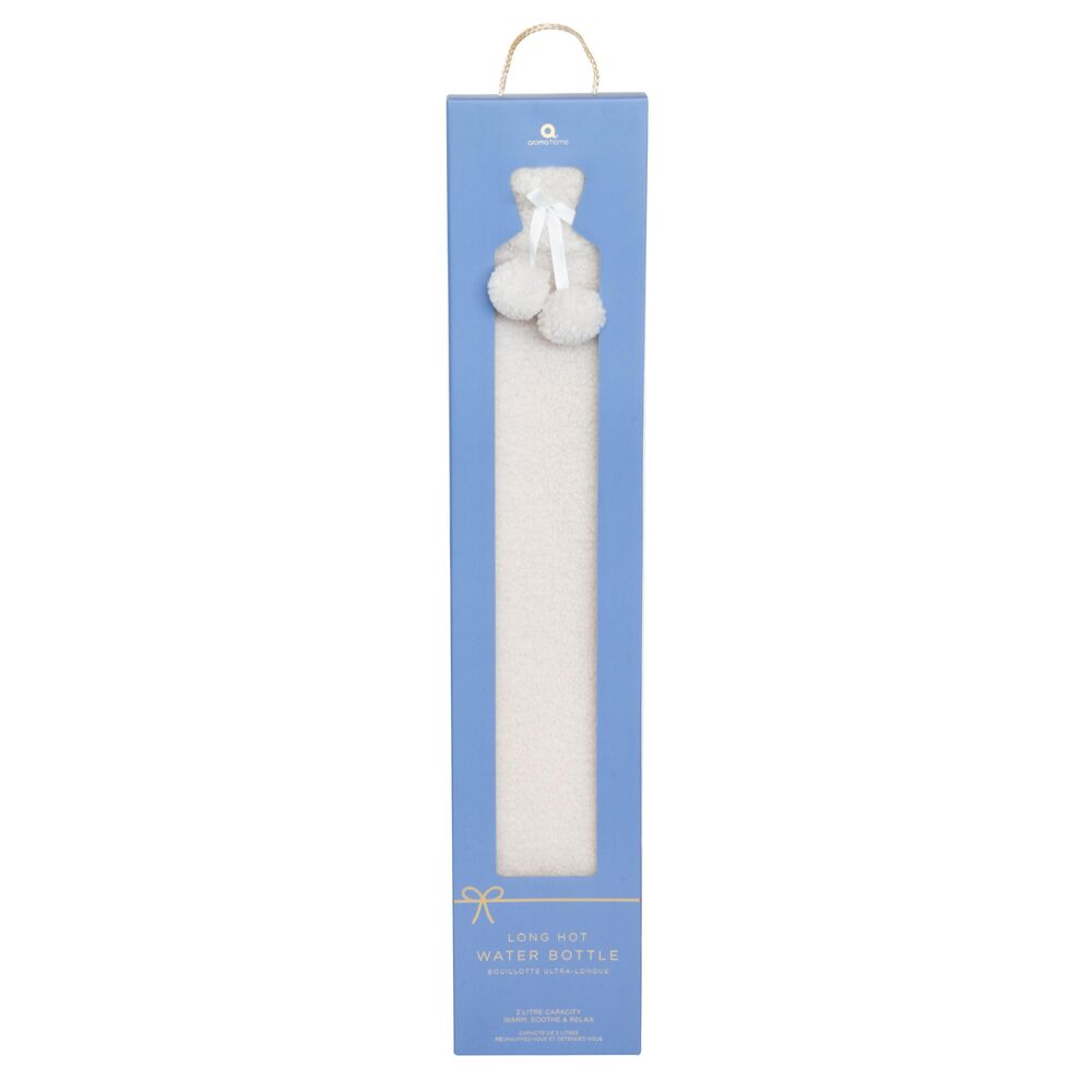 Aroma Home Long Hot Water Bottle - Cream Teddy Boucle