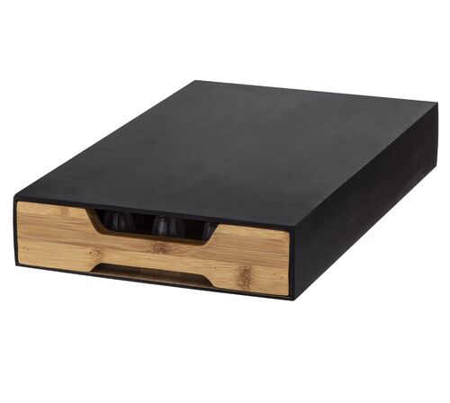 Leaf + Bean Bamboo Coffee Machine Board With Capsule Drawer
