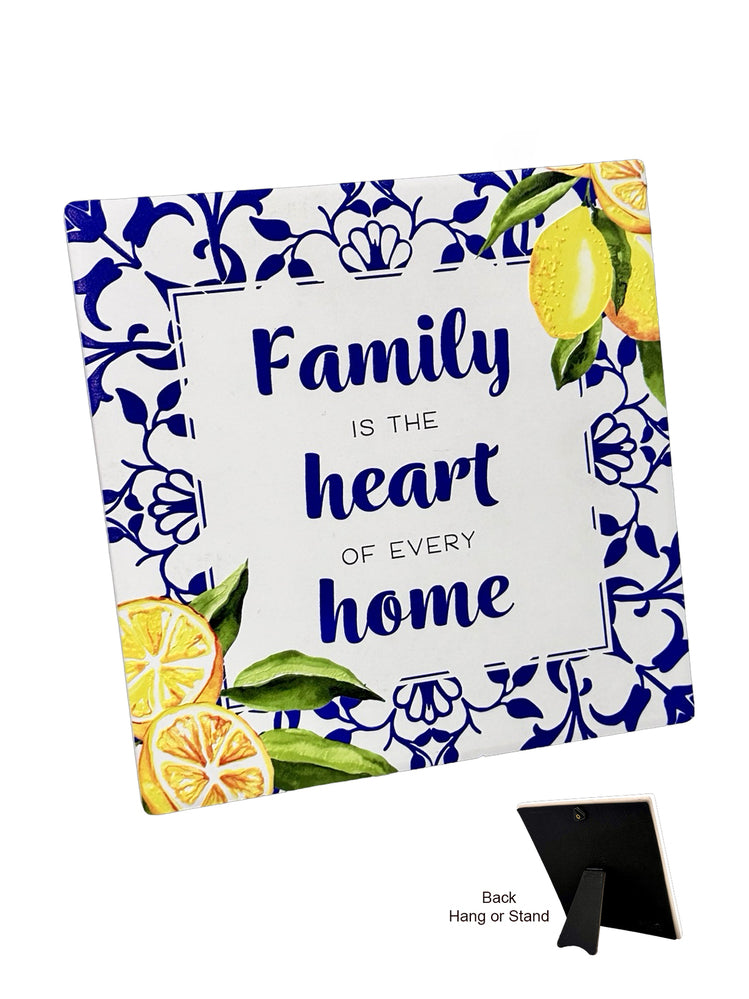 Amalfi Ceramic Plaque - Family, Heart, Home