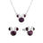Disney Couture Kingdom February Birthstone Minnie Necklace & Earrings Bundle Silver