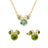 Disney Couture Kingdom August Birthstone Minnie Necklace & Earrings Bundle Gold