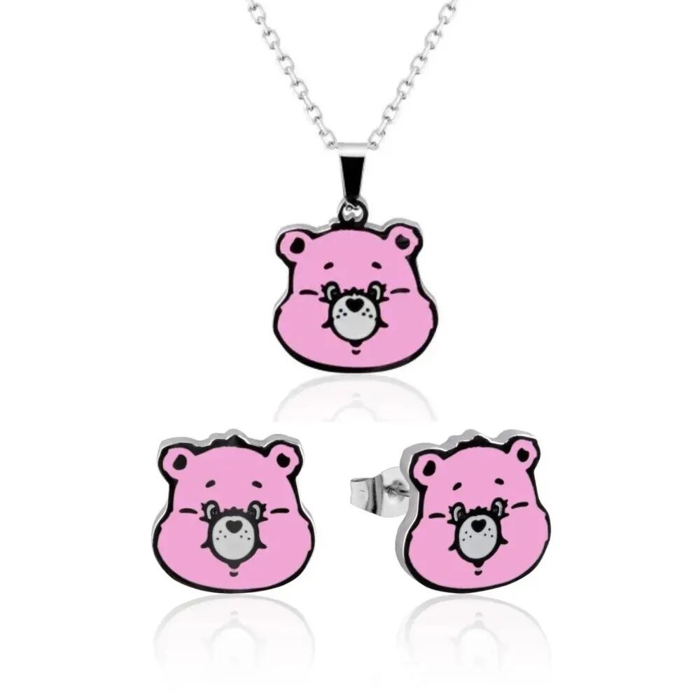 Care Bears Couture Kingdom Cheer Bear Enamel Necklace & Earrings Bundle