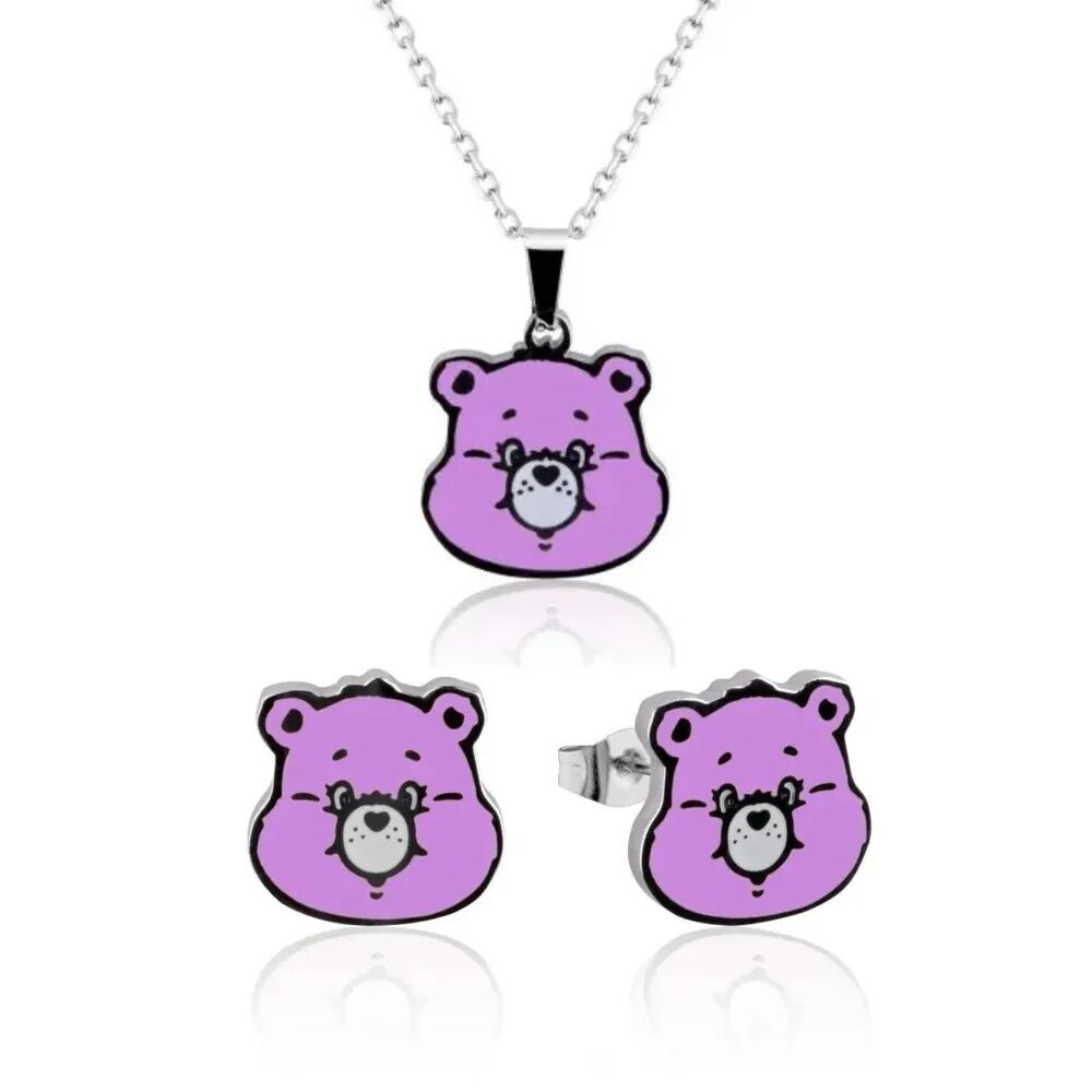 Care Bears Couture Kingdom Share Bear Enamel Necklace & Earrings Bundle