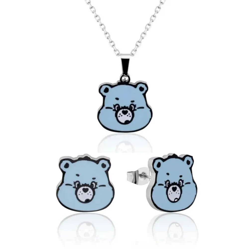Care Bears Couture Kingdom Grumpy Bear Enamel Necklace & Earrings Bundle