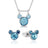 Disney Couture Kingdom March Birthstone Mickey Necklace & Earrings Bundle Silver