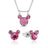 Disney Couture Kingdom October Birthstone Mickey Necklace & Earrings Bundle Silver