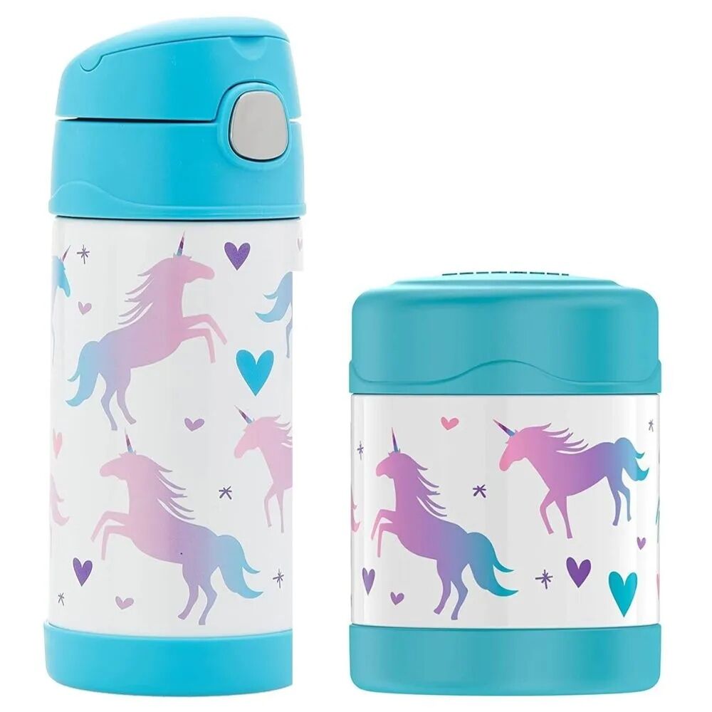 Thermos Funtainer Drink Bottle & Food Jar Bundle - Unicorn