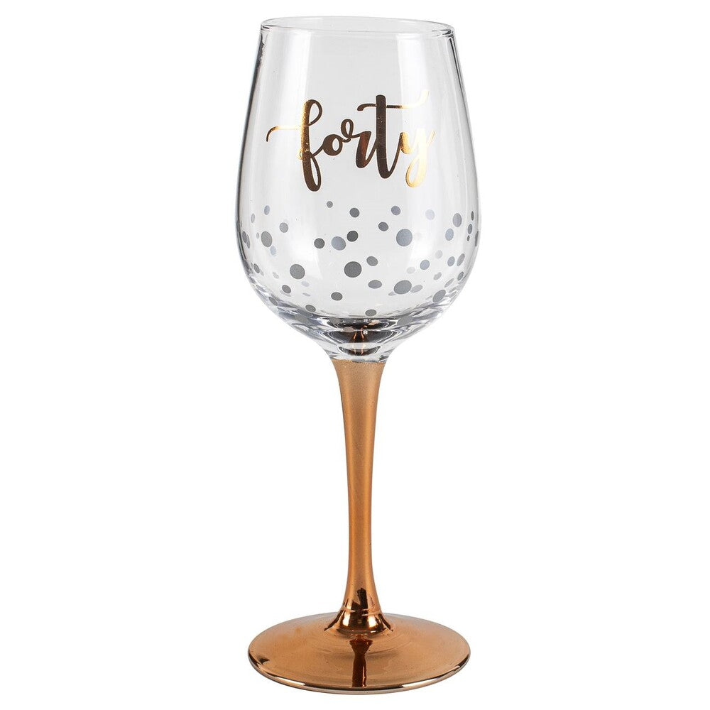 Rose Gold Stem 40th Birthday Wine Glass