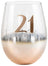 Rose Gold Stemless 21st Birthday Wine Glass