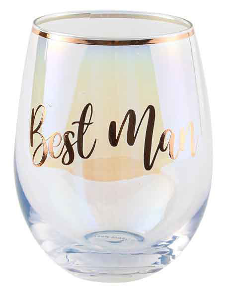 Rose Gold Best Man Stemless Wine Glass