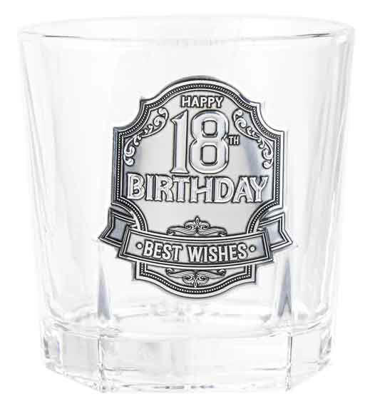 18th Birthday Badge Whisky Glass