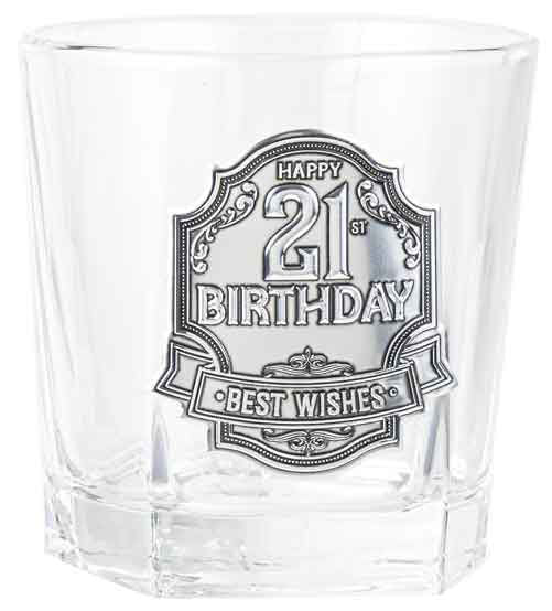 21st Birthday Badge Whisky Glass