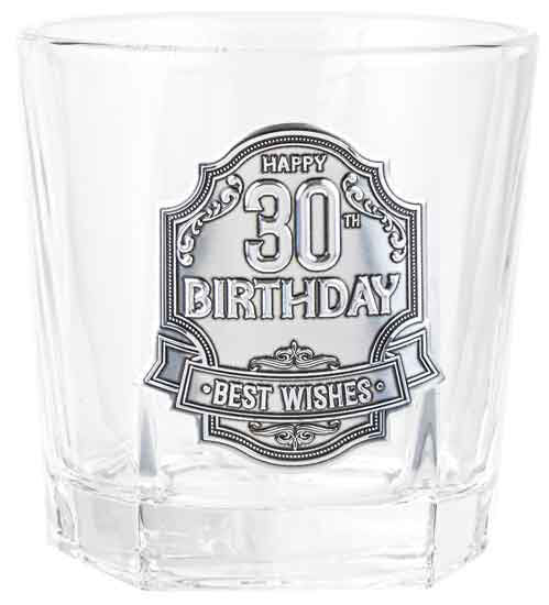 30th Birthday Badge Whisky Glass