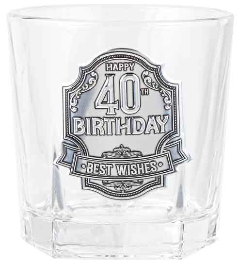 40th Birthday Badge Whisky Glass