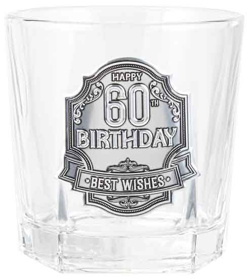 60th Birthday Badge Whisky Glass