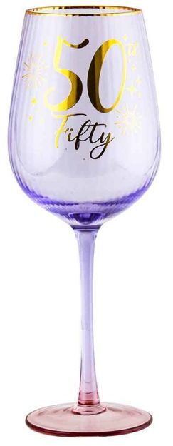 Fluted Purple Wine Glass - 50th