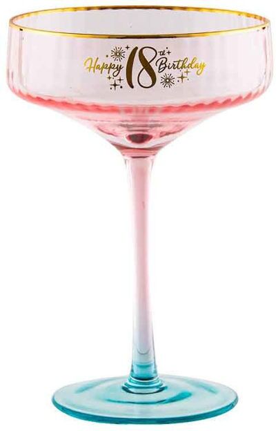 Fluted Pink Coupe Glass - 18th