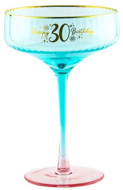 Fluted Blue Coupe Glass - 30th