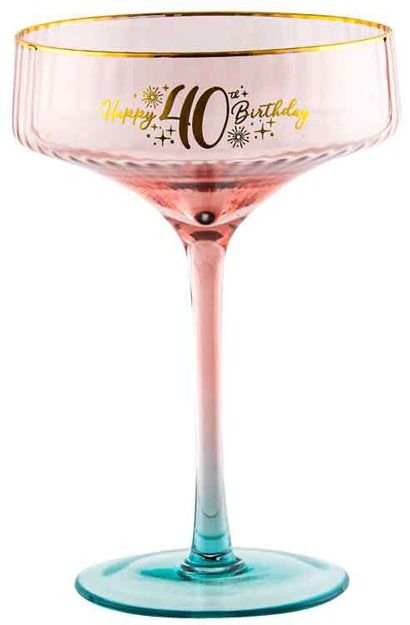 Fluted Pink Coupe Glass - 40th