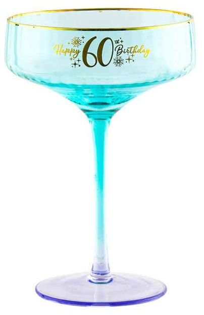 Fluted Blue Coupe Glass - 60th