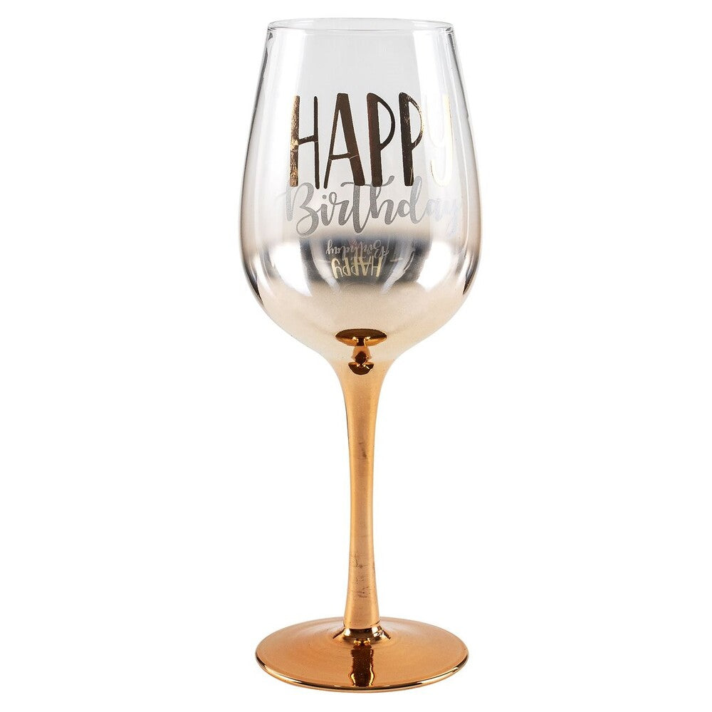 Rose Gold Ombre Stem Happy Birthday Wine Glass