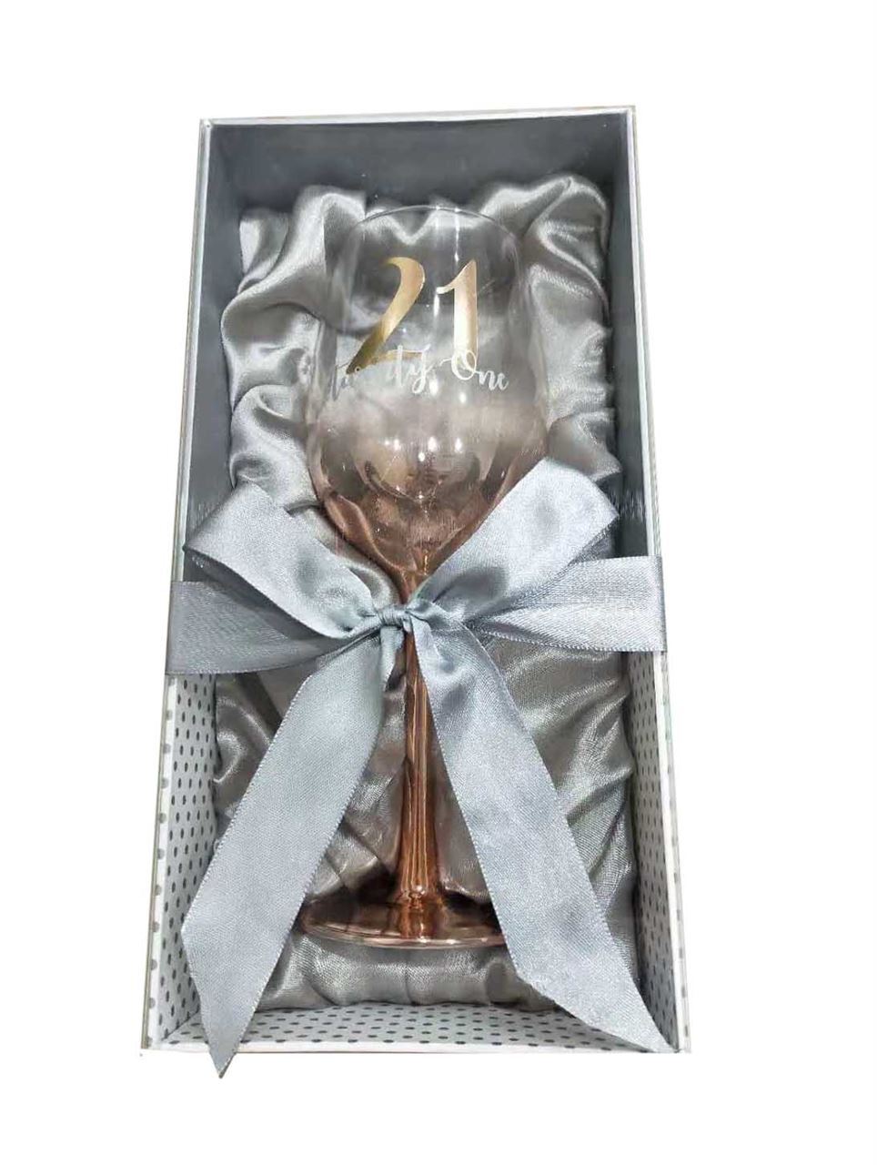 Rose Ombre Stem 21st Birthday Wine Glass