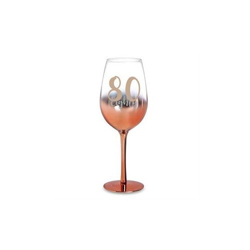 Rose Ombre Stem 80th Birthday Wine Glass