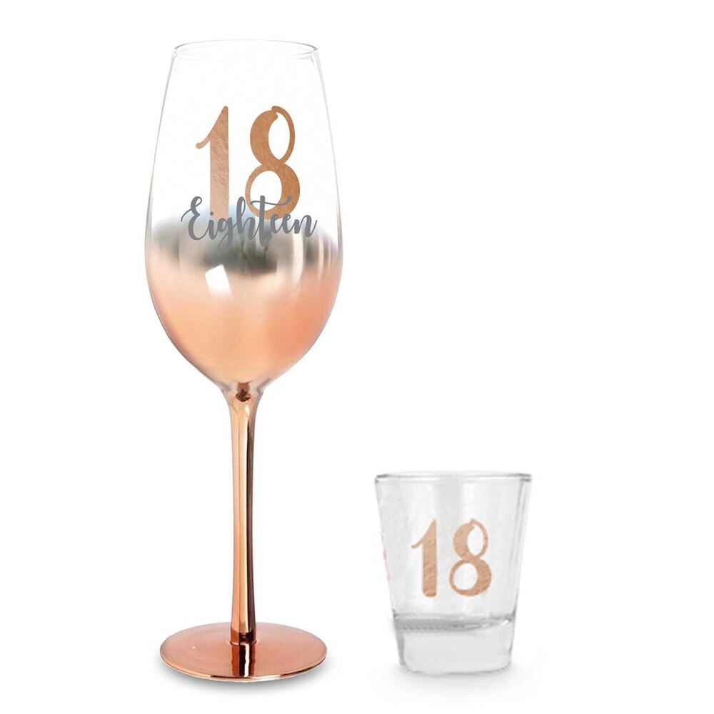 Rose Gold 18th Birthday Champagne And Shot Set