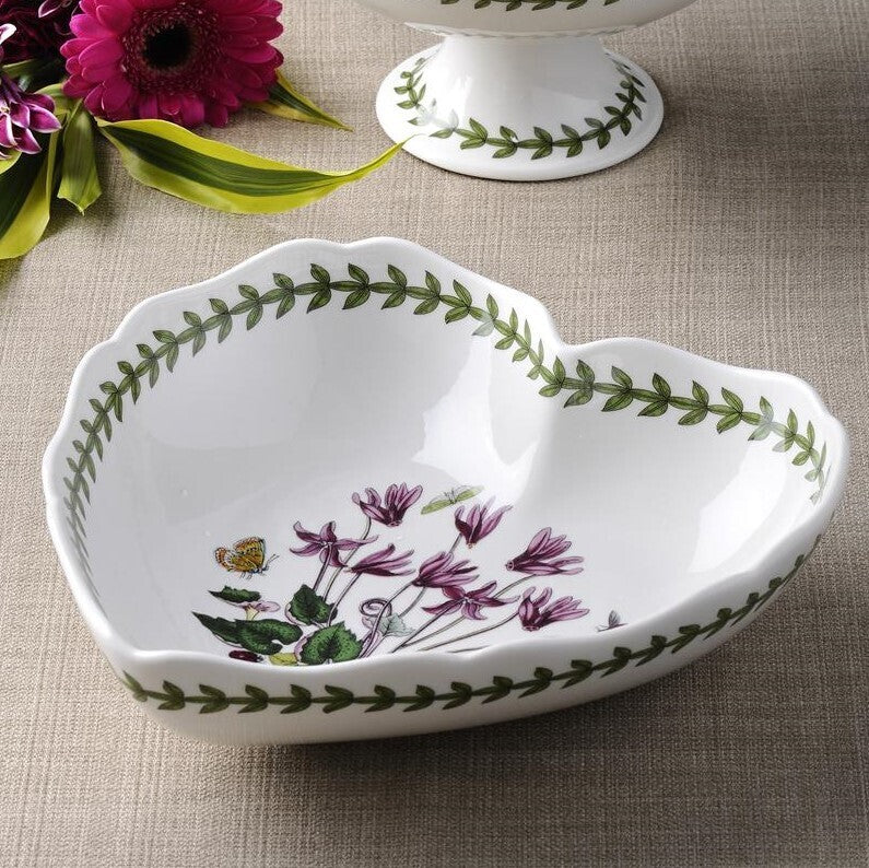 Portmeirion Botanic Garden - Scalloped Edge Heart Dish - 22cm Cyclamen
