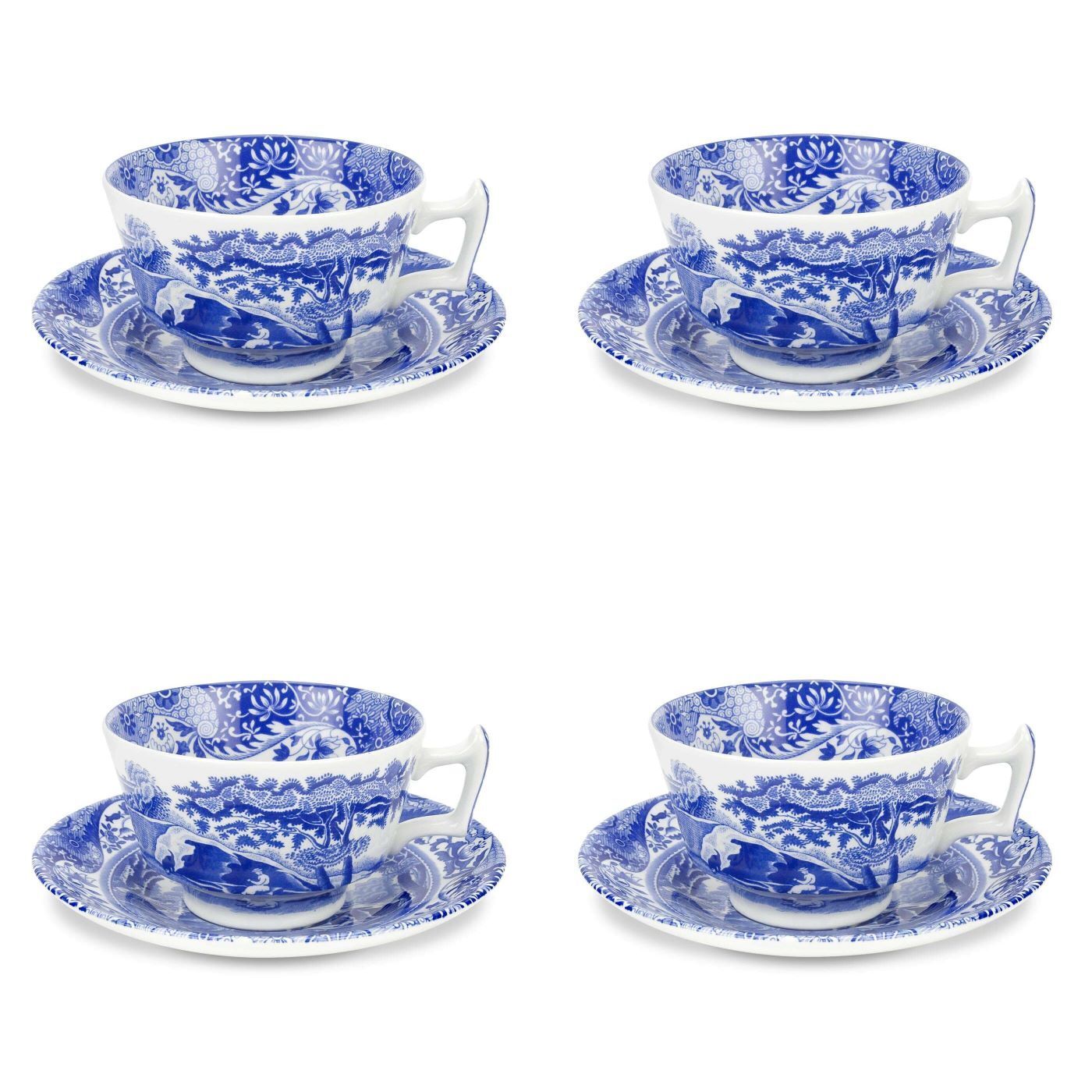 Spode Blue Italian - Teacups & Saucers (Set of 4)